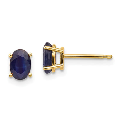 14k Yellow Gold Sapphire Stud Earrings - September Gift for Women