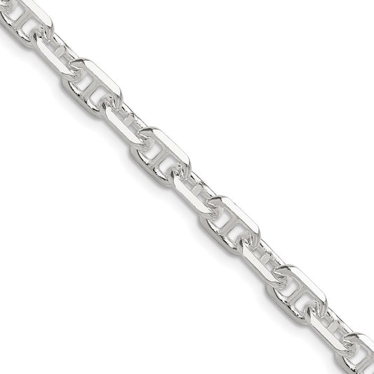 Sterling Silver Polished and Diamond-Cut 5.5mm Mariner Link Chain Necklace