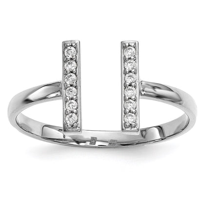 14k White Gold Diamond Double Bar Ring