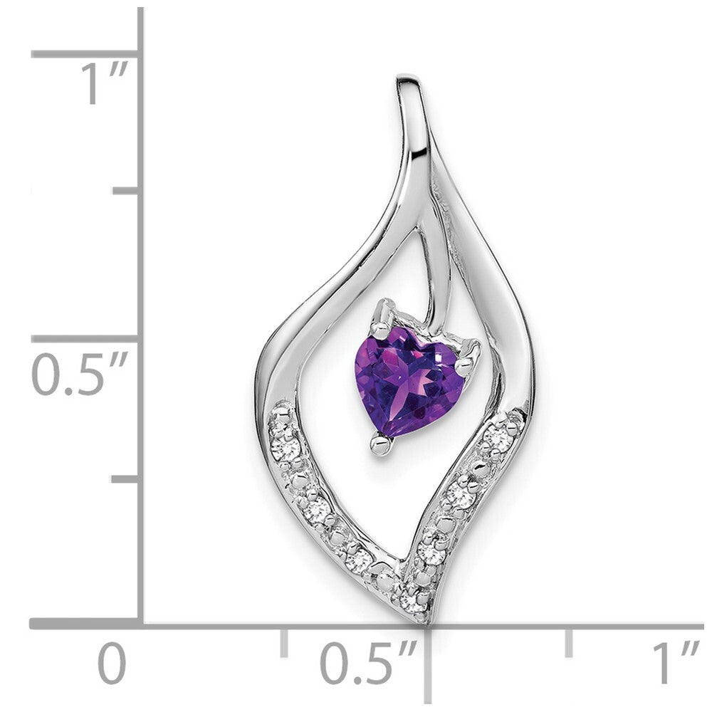 14k White Gold Amethyst and Diamond Pendant for Women