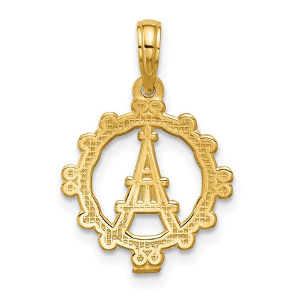 14k Yellow Gold Polished Eiffel Tower Separate Heart Pendant for Women