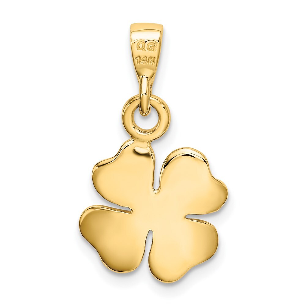 14k Yellow Gold Gold Polished and Textured Four Leaf Clover Pendant for Women