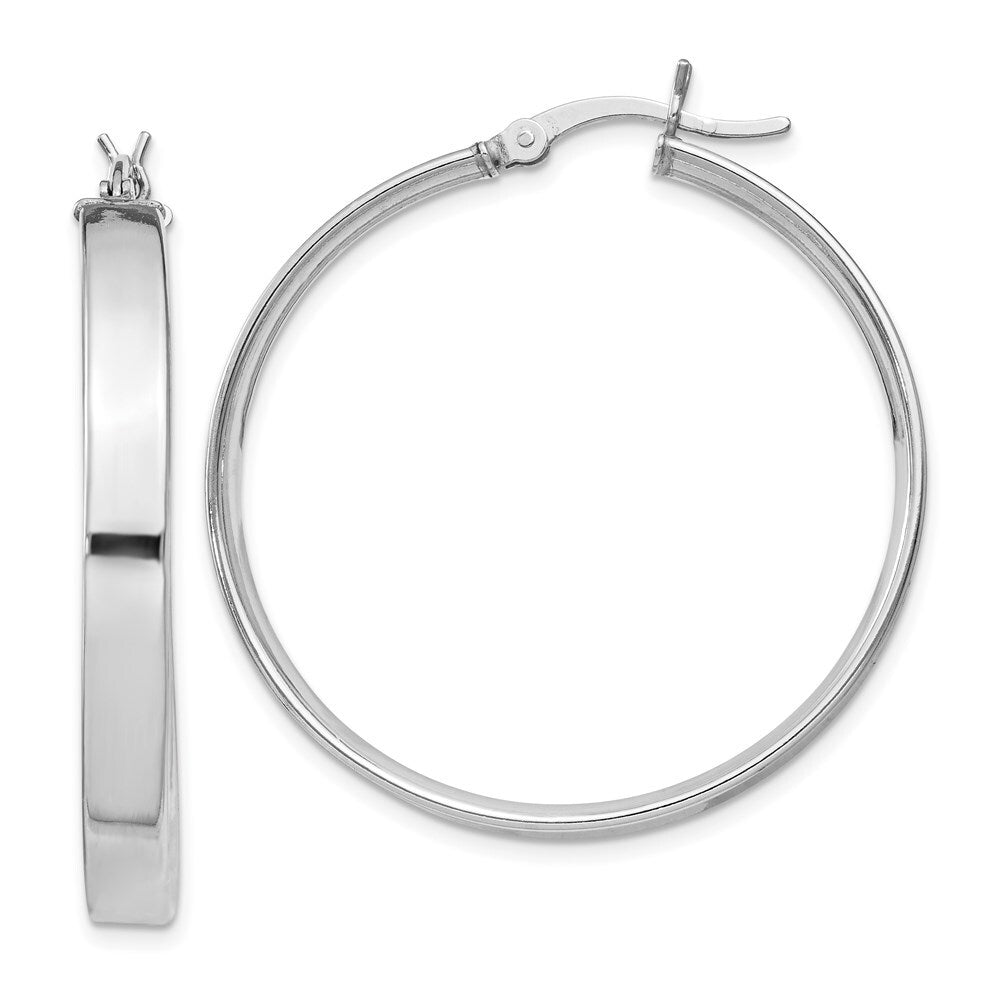 Sterling Silver Rhodium Plated 4.25x35 Hoop Earrings