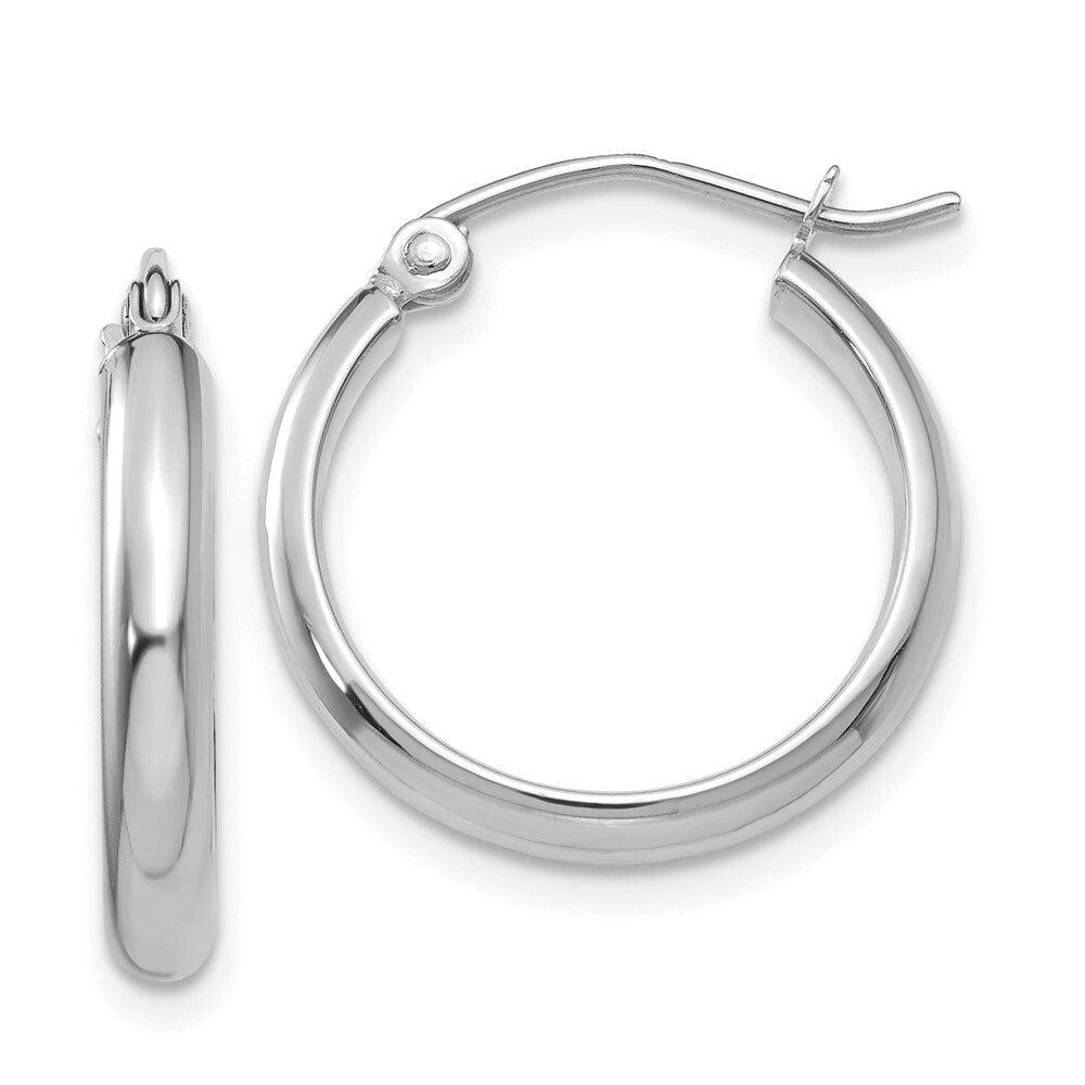14k White Gold Polished Hoop Earring Gift for Women
