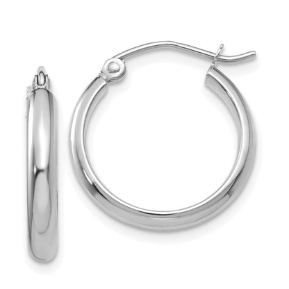 14k White Gold Polished Hoop Earring Gift for Women