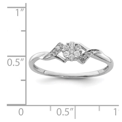 Sterling Silver Rhodium Plated Diamond Ring Size 7