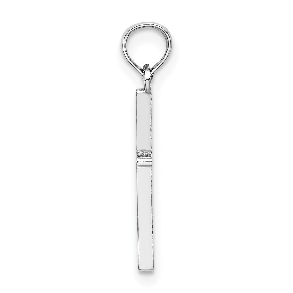 14K White Gold Diamond-Cut and Polished Cross Charm