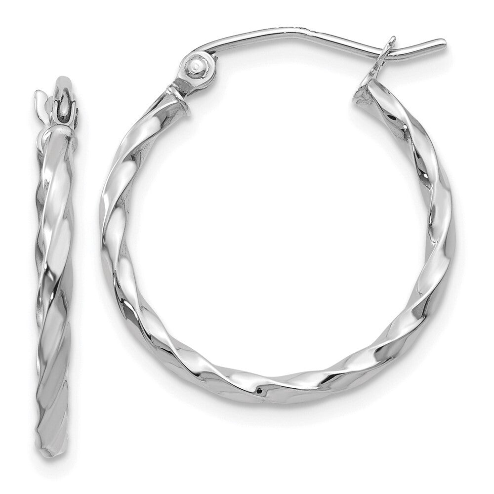 14k White Gold Twist Polished Hoop Earring Gift for Women