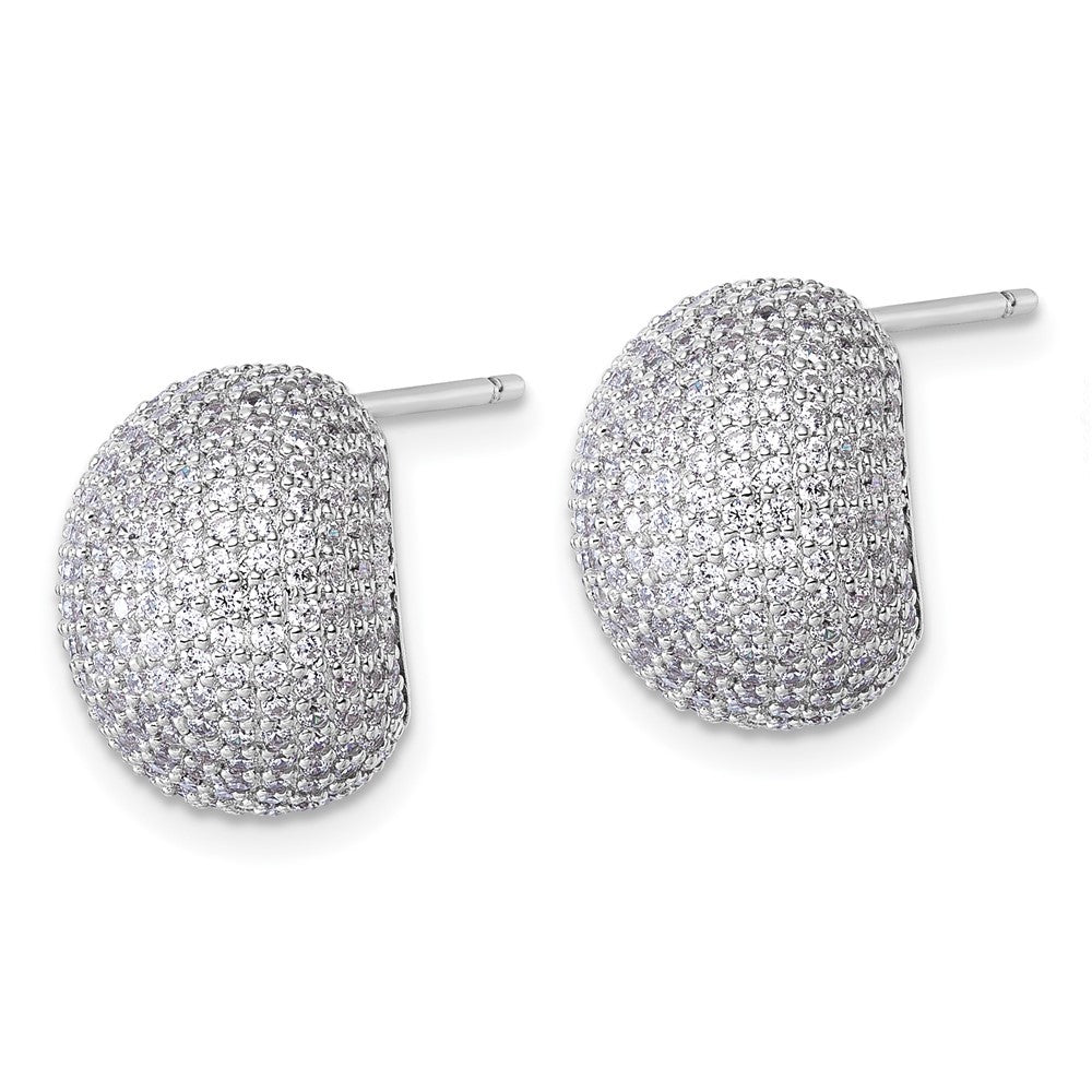 Sterling Silver Rhodium-plated CZ Pave Polished Earrings