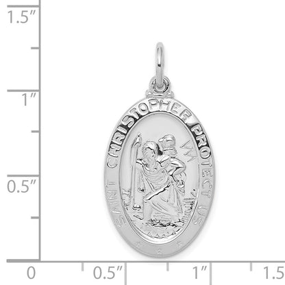Sterling Silver Rhodium-plated Saint Christopher Medal Pendant