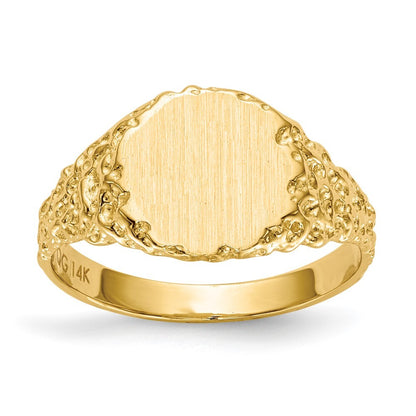 14K Yellow Gold 9.5x8.5mm Closed Back Signet Ring