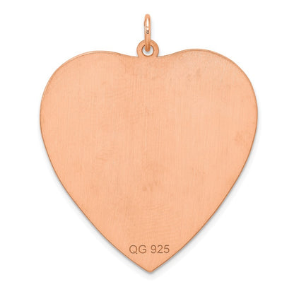 Sterling Silver Rose Gold Plated Engraveable Heart  Front/Satin Back Disc