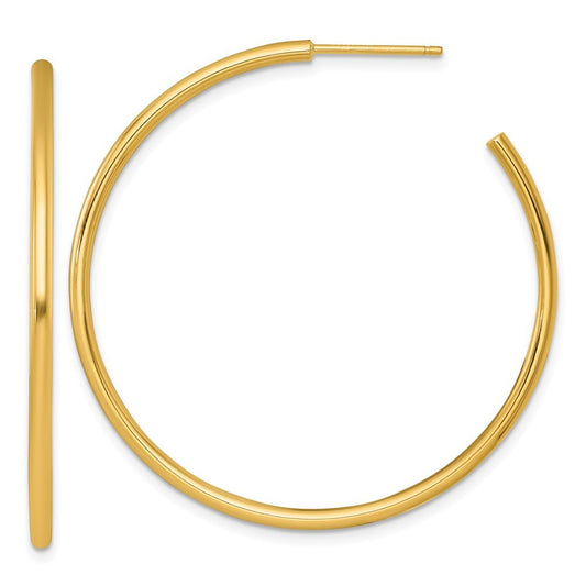 14k Yellow Gold Polished 2 x 45mm Tube C-Hoop Earrings
