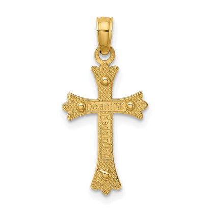 14k Two-tone Gold Center Cross Charm Pendant for Women