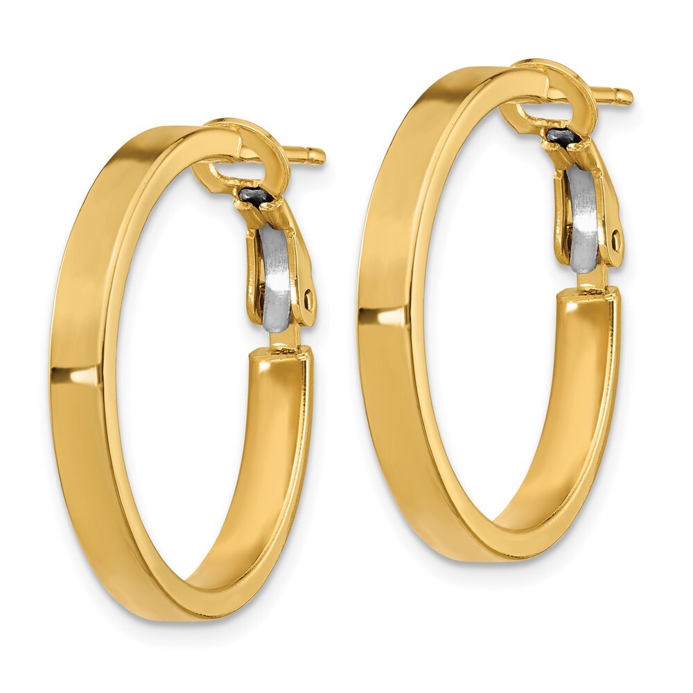 14k Yellow Gold 3x20mm Polished Square Tube Round Hoop Earrings Gift for Women