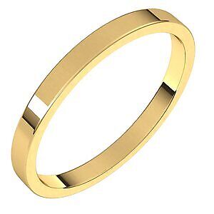 10k Yellow Gold 2 mm Flat Wedding Band Ring Size 8