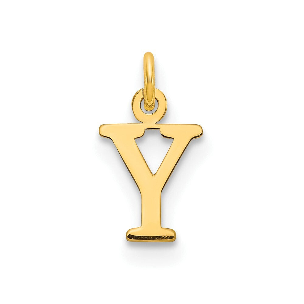 14k Yellow Gold Cutout Letter Y Initial Pendant for Women