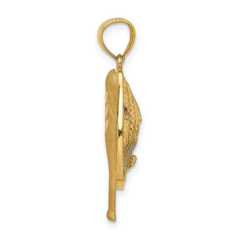 14k Yellow Gold Diamond-Cut White Rhodium Baseball Bat Glove Ball Pendant