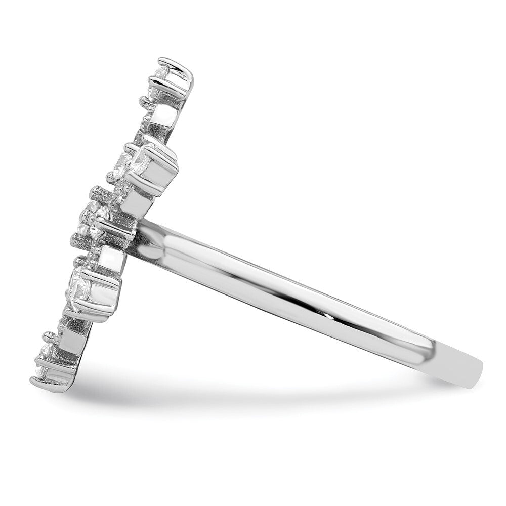 Sterling Silver Rhodium-plated CZ Snowflake Ring Size 7