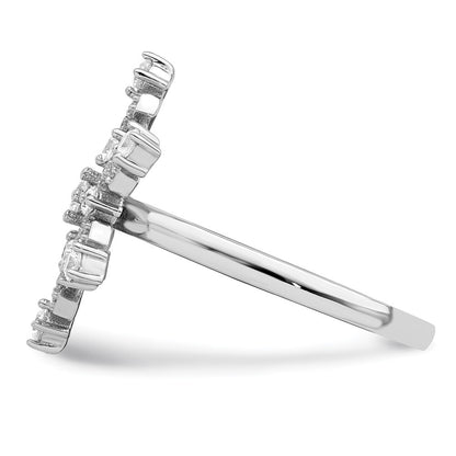 Sterling Silver Rhodium-plated CZ Snowflake Ring Size 7