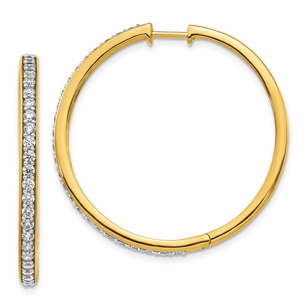 14k Yellow Gold Diamond Hinged Hoop Earrings