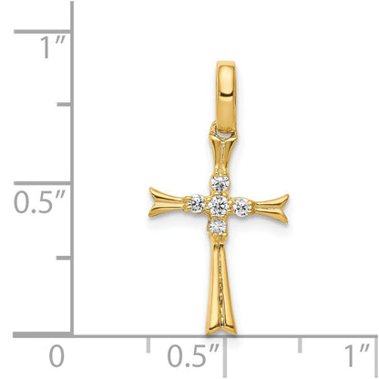 14k Yellow Gold 1/15ct. Diamond Cross Pendant for Women