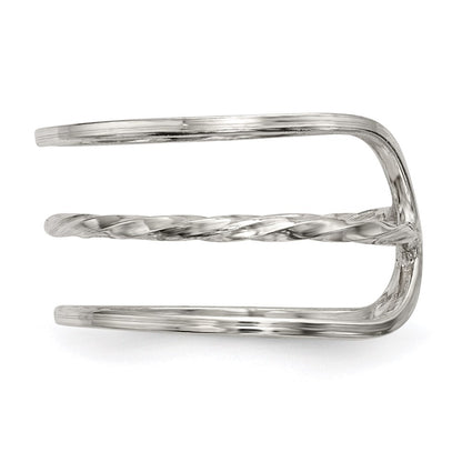 Sterling Silver Polished Twisted Bar Center Adjustable Cuff Ring