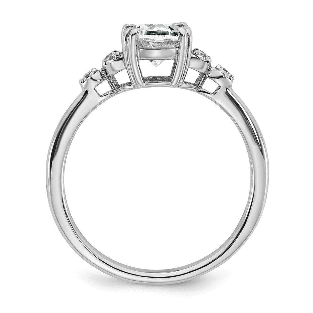 Sterling Silver Rhodium-plated White Topaz and Diamond Ring Size 6