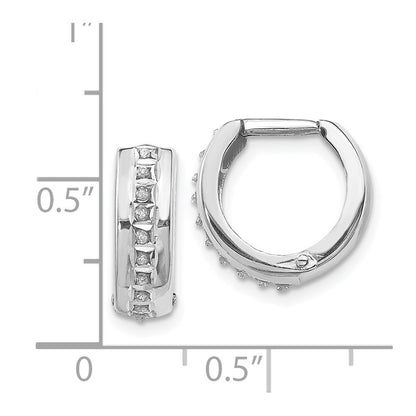 14k White Gold Diamond Fascination Round Huggy Hoop Earrings Gift for Women