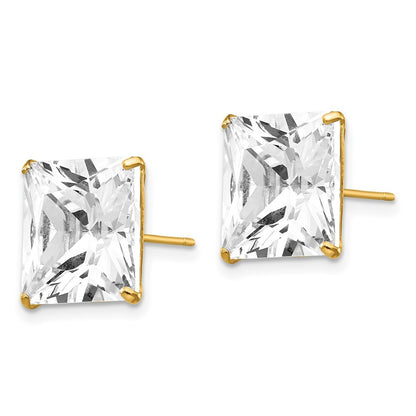 14k Yellow Gold 11mm Square CZ Earrings
