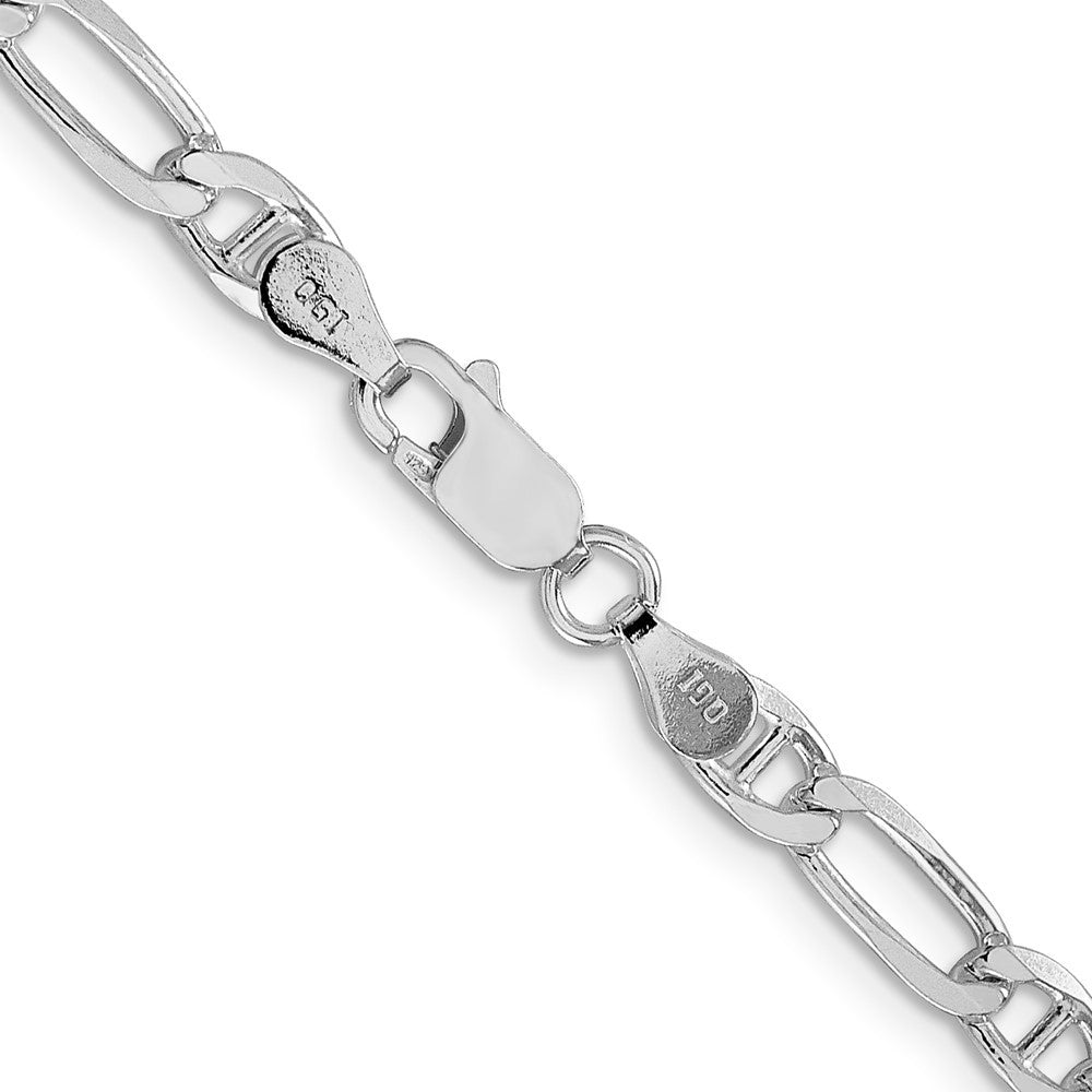 Sterling Silver Rhodium-plated 4.5mm Figaro Anchor Chain Necklace