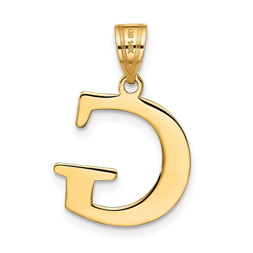 14k Yellow Gold Polished Etched Letter G Initial Pendant for Women