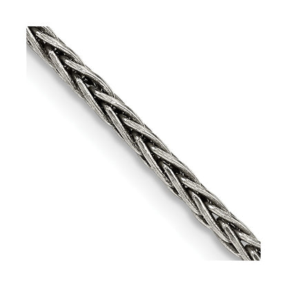 Sterling Silver Antiqued 2.2mm Solid Square Spiga Chain Necklace