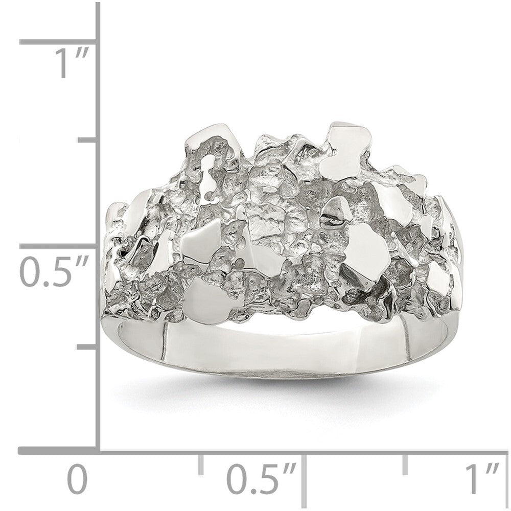 Sterling Silver Men's Nugget Ring Size 11
