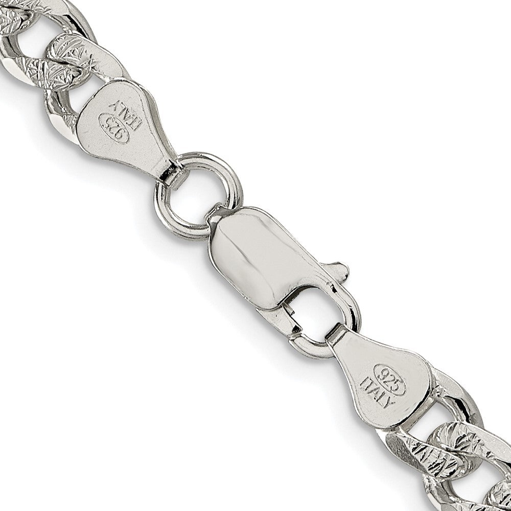 Sterling Silver Rhodium-plated 7mm Pav� Curb Chain