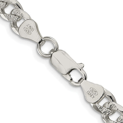 Sterling Silver Rhodium-plated 7mm Pav� Curb Chain