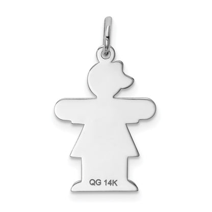 14k White Gold Kid Charm Pendant for Women