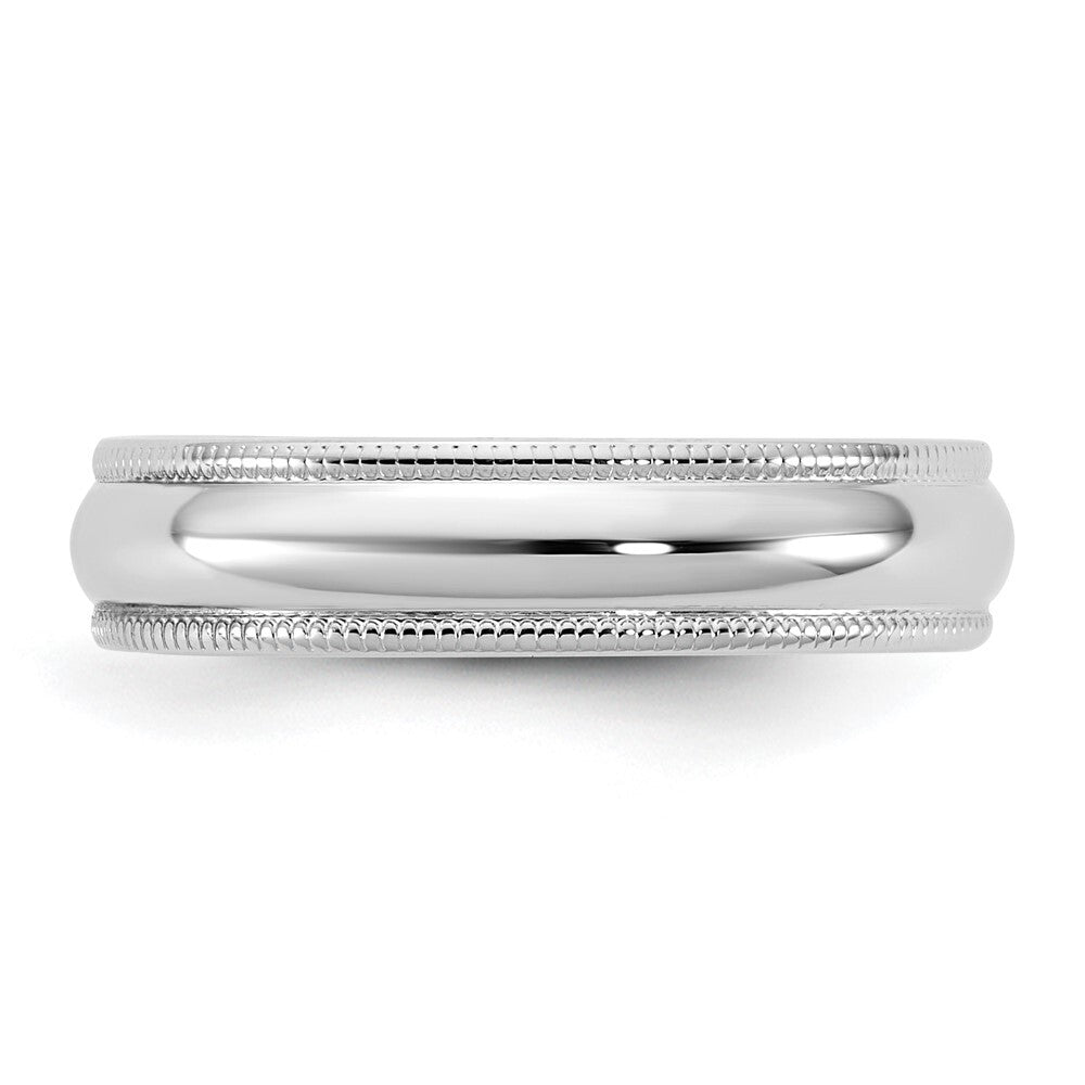 14k White Gold 4.5mm LTW Milgrain Half Round Band Size 9