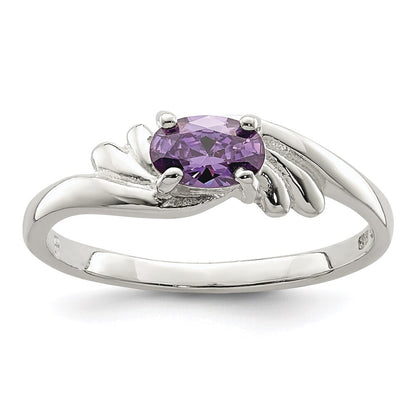 Sterling Silver Purple Oval Cubic Zirconia Ring Size 8
