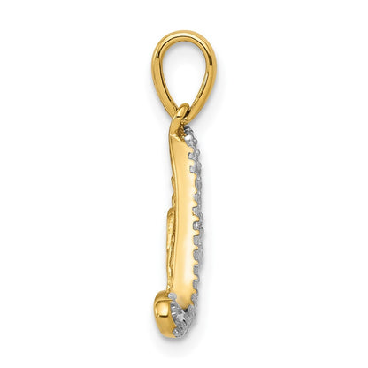 14k Yellow Gold Rhodium .02ct. Diamond LOVE Pendant