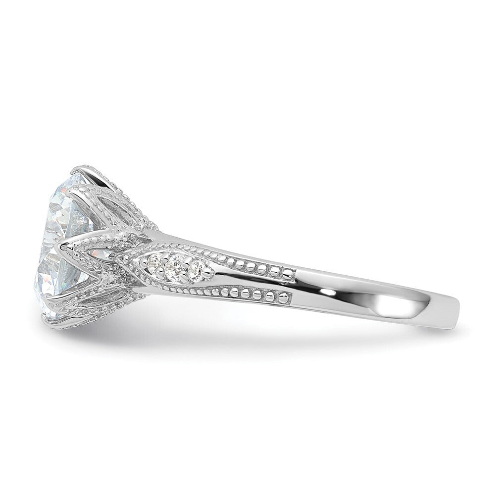 Sterling Silver Rhodium-plated 9mm Cubic Zirconia Ring Size 8