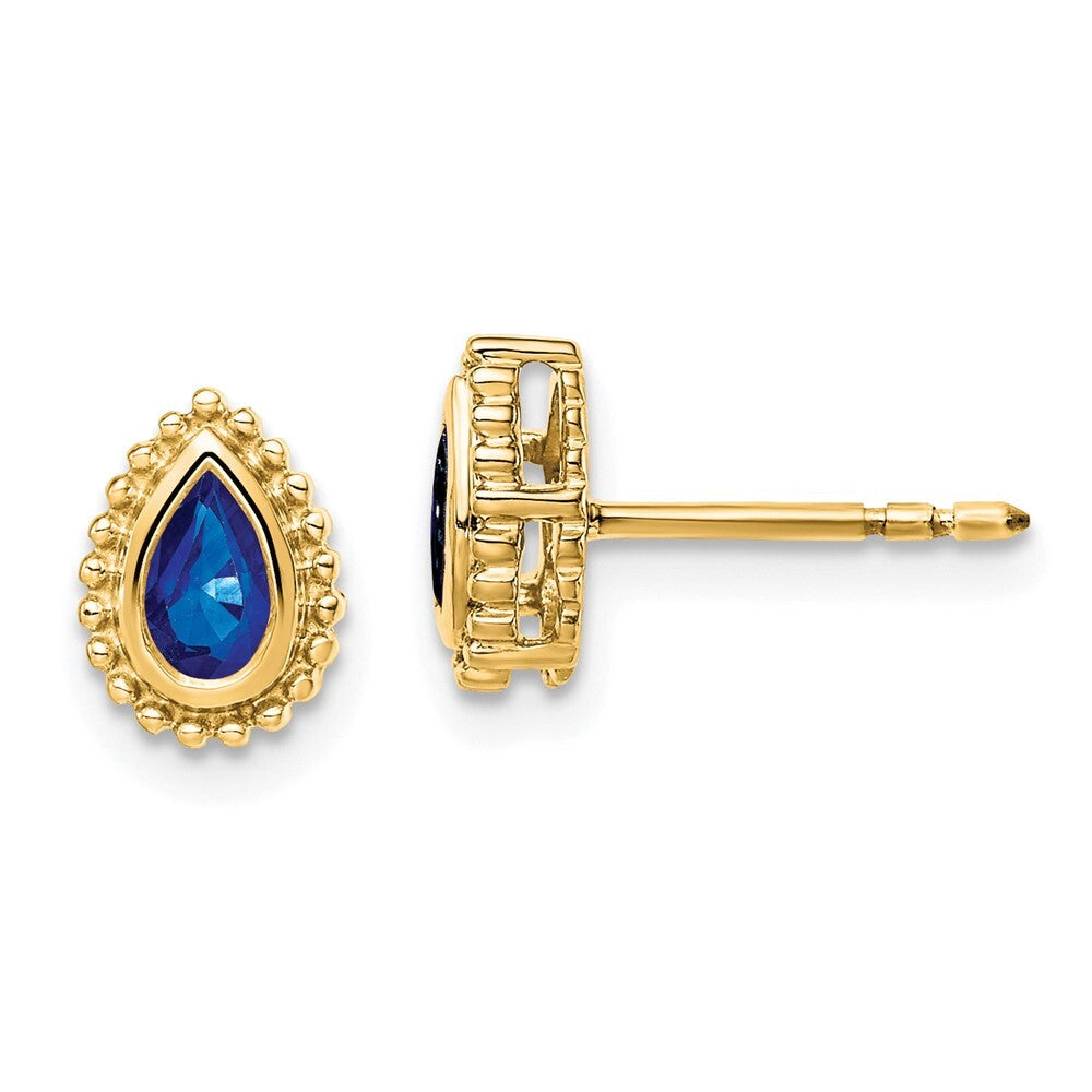 14k Yellow Gold Pear Sapphire Stud Earrings