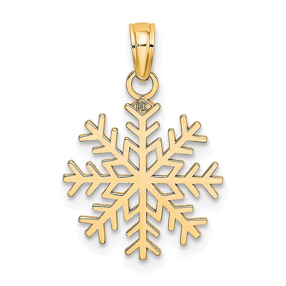 14k Yellow Gold Snowflake Pendant for Women