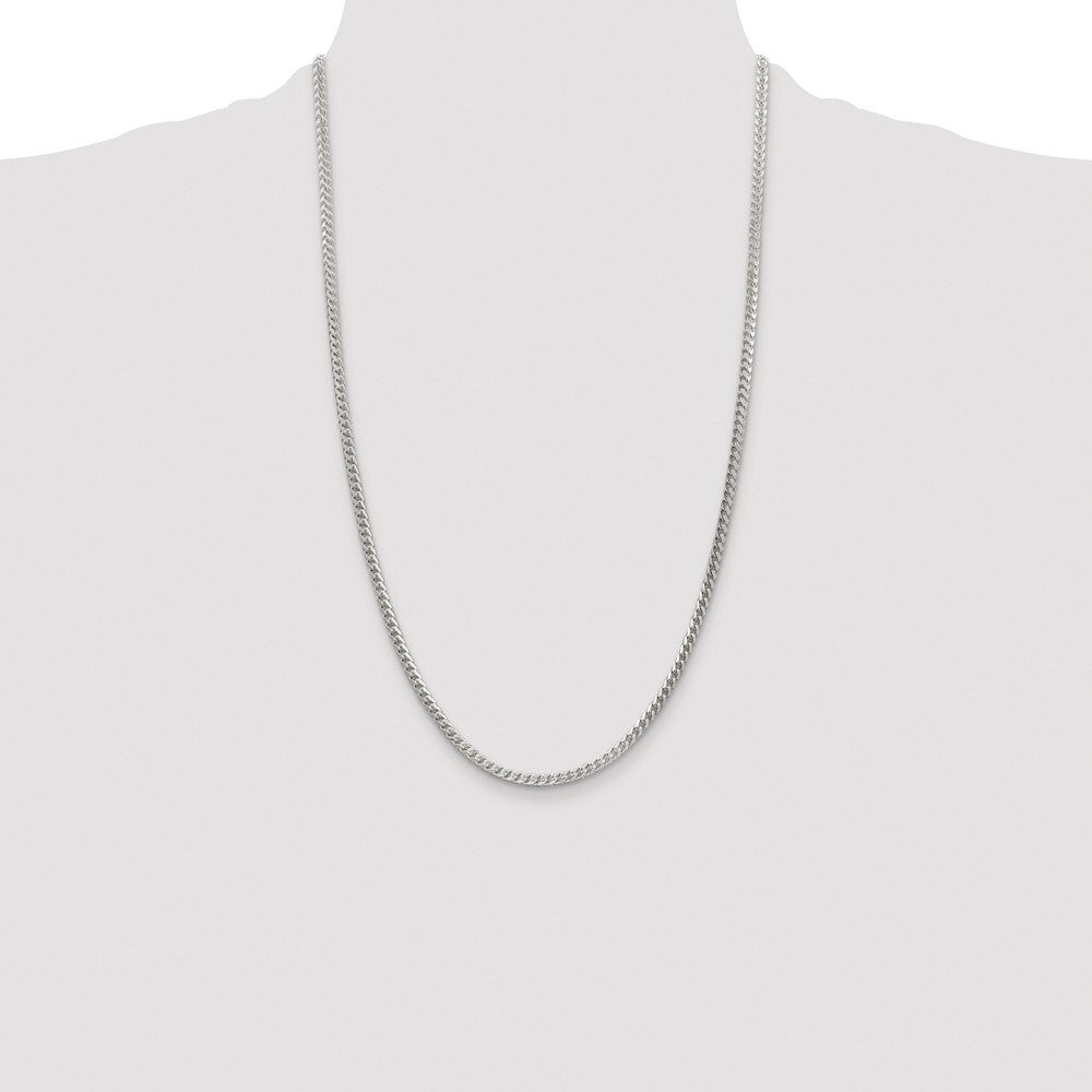 Sterling Silver Rhodium-plated 3.1mm Diamond-cut Square Franco Chain