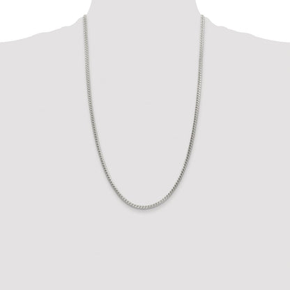 Sterling Silver Rhodium-plated 3.1mm Diamond-cut Square Franco Chain