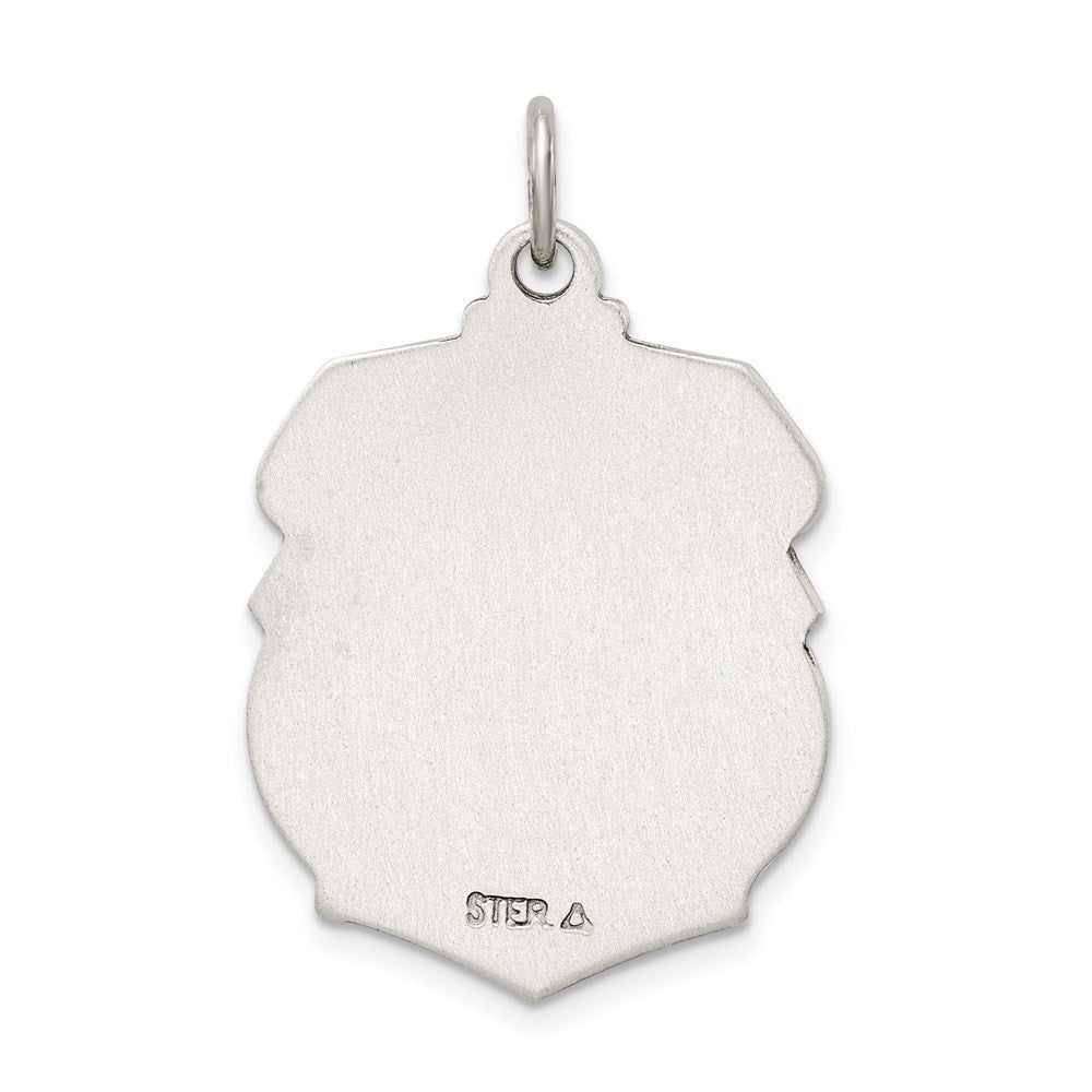 Sterling Silver Antiqued Diamond-Cut St. Michael Badge Medal