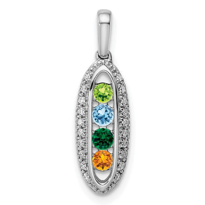 14k White Gold Family Jewelry Diamond Semi-Set Pendant for Women