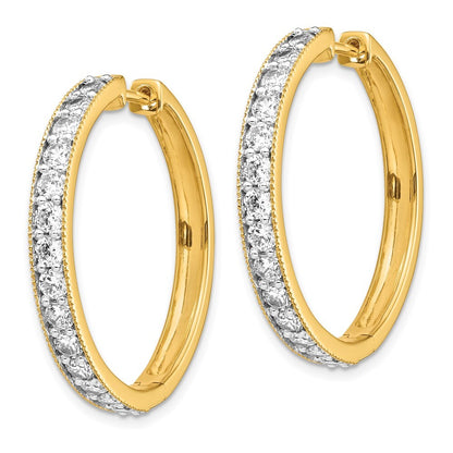 14k Yellow Gold Diamond Milgrain Hinged Hoop Earrings