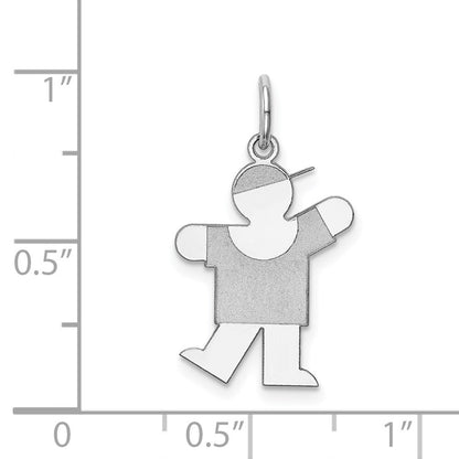 14k White Gold Kid Charm Pendant for Women