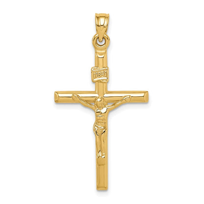 14k Yellow Gold Hollow Crucifix Pendant